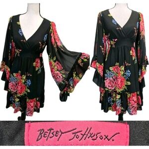 Vtg Y2k Betsey Johnson Bambi Babydoll Dress Sz 4 Boho Whimsigoth Fairy 3142
